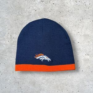 Denver Broncos NFL Team Apparel Knit Beanie Hat Navy Orange Youth One Size